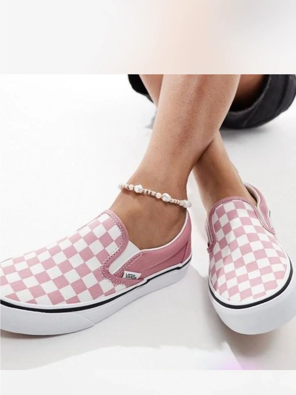 Vans Asher slip on sneakers pink white size 7.5